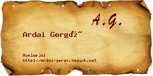 Ardai Gergő névjegykártya